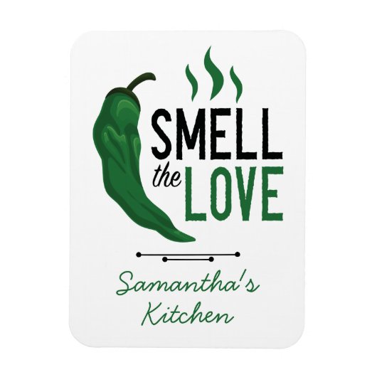 グリーンチリが愛の磁石の匂いを嗅ぐ マグネット (縦)