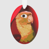 グリーンチークコニュールとハグ ペット 鳥 愛 オーナメント (裏面)