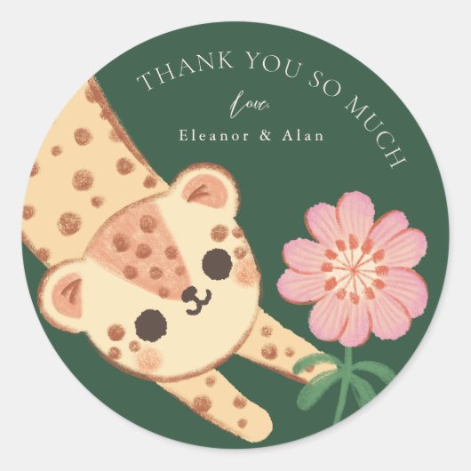 グリーンチータヒョウjaguarパンサーキッズステッカー ラウンドシール (正面)