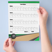 グリーンチーム ボウリングスコアシート チラシ (手)