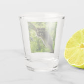 グリーンツリーのアライグマかわいい灰色のマスクされたアライグマ ショットグラス (裏面)