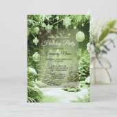 グリーンツリーのクリスマスボール ホリデー招待状 招待状 (スタンド正面)