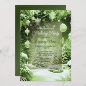 グリーンツリーのクリスマスボール ホリデー招待状 招待状 (正面/裏面)