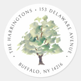 グリーンツリーアルボリスト水の色ハンドカラー図解入りの、写真付きの- ラウンドシール