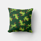 グリーンツリーカエルおもしろい両生類パターン クッション (正面)