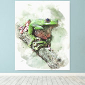 グリーンツリーカエル キャンバスプリント (インサイチュ (ウッドフロア))