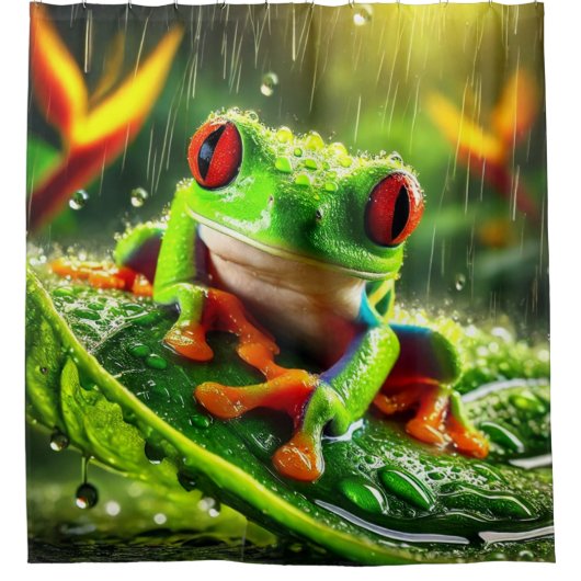 グリーンツリーカエル シャワーカーテン (正面)