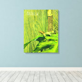 グリーンツリーカエルAustralian frog キャンバスプリント (インサイチュ (ウッドフロア))
