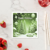 グリーンツリークリスマスボールホリデーペーパーナプキン スタンダードカクテルナプキン (インサイチュ)