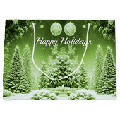 グリーンツリーズクリスマスボールホリデイ抱き枕 ラージペーパーバッグ (正面)