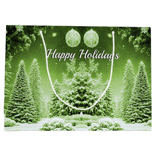 グリーンツリーズクリスマスボールホリデイ抱き枕 ラージペーパーバッグ (裏面)