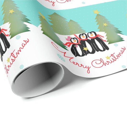 グリーンツリーズ金ゴールド星とペンギン ラッピングペーパー (ロールコーナー)