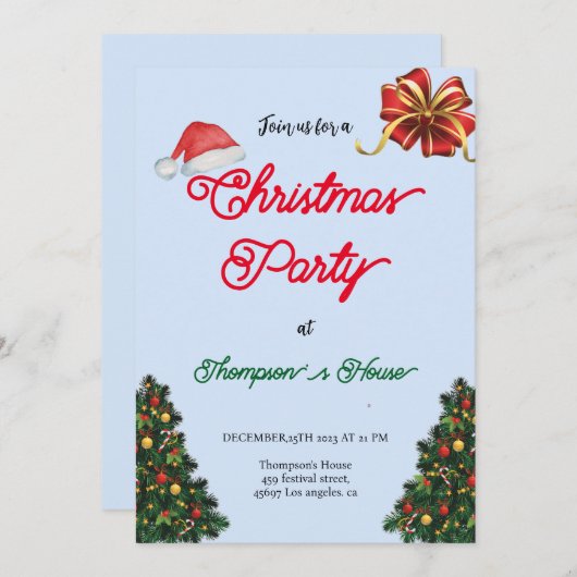 グリーンツリーティポグラフィー メリークリスマスパーティ シーズンカード (正面/裏面)