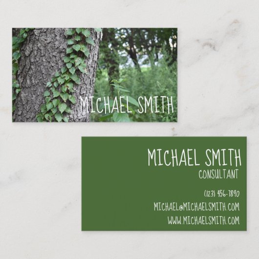 グリーンツリートランクウッズアイビーパーク自然写真 名刺 (正面/裏面)