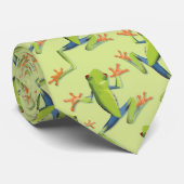 グリーンツリーフロッグパターンデザイン ネクタイ (ロール)