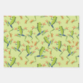 グリーンツリーフロッグパターンデザイン ラッピングペーパーシート (正面)