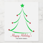 グリーンツリーレッドボーブルズハッピーホリデーズクリスマス ワインラベル (シングルラベル)