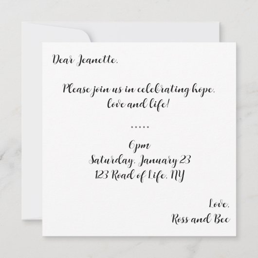 グリーンツリー・オブ・ライフ パーティ招待状 招待状 (裏面)