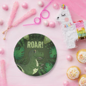 グリーンティラノサウルスレックスTレックス熱帯誕生日 ペーパープレート (パーティー)