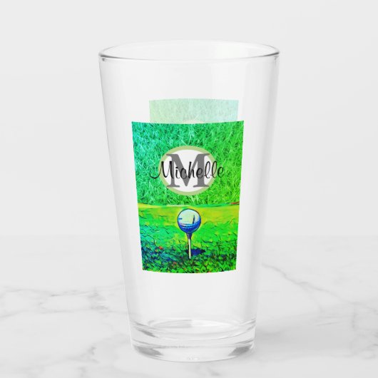 グリーンティーオフモノグラムネームスポーツグリーンゴルフ タンブラーグラス (裏面)