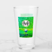 グリーンティーオフモノグラムネームスポーツグリーンゴルフ タンブラーグラス (正面)