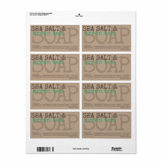 グリーンティーソープホームメイドトレンディー素朴ヴィンテージ ラベル (フルシート)