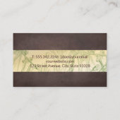 グリーンティーポット |ハーブ植物 |茶色のテクスチャ ロイヤリティカード (裏面)