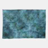 グリーンティール(緑がかった色)アクアブルーアース海大理石抽象芸術 キッチンタオル (横)