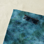 グリーンティール（緑がかった色）アクアブルーアース海大理石抽象芸術 ビーチタオル (インサイチュ)