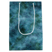 グリーンティール（緑がかった色）アクアブルーアース海大理石抽象芸術 ミディアムペーパーバッグ (裏面)