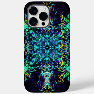 グリーンティール（緑がかった色）サイケデリックボヘミアンマンダラ Case-Mate iPhone 14 PRO MAXケース