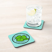 グリーンティール(緑がかった色)シャムロックサンパトリックの日フローラアート コースター (右側)
