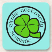 グリーンティール(緑がかった色)シャムロックサンパトリックの日フローラアート コースター (正面)