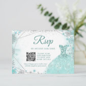 グリーンティール(緑がかった色)シルバーウィンターキンセアニラスノーフレークQR 出欠カード (スタンド正面)