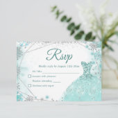 グリーンティール(緑がかった色)シルバークリスマスプリンセスキンセアニラ 出欠カード (スタンド正面)