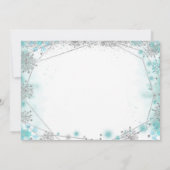 グリーンティール(緑がかった色)スノーフレークMis Quince日付を保存 招待状 (裏面)