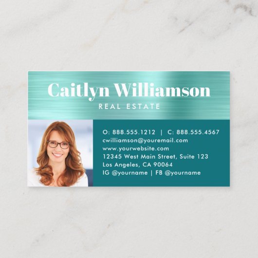 グリーンティール(緑がかった色)フォト実在エステートエージェントブローカーハウス 名刺 (裏面)