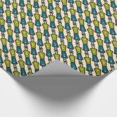 グリーンティール(緑がかった色)ブラッククリームトライバル紙 ラッピングペーパー (角)