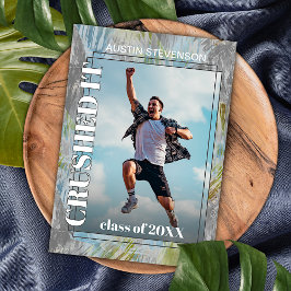 グリーンティール（緑がかった色）ブルーグレー卒業 案内状