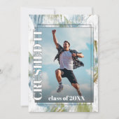 グリーンティール(緑がかった色)ブルーグレー卒業 案内状 (正面)