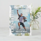 グリーンティール(緑がかった色)ブルーグレー卒業 案内状 (スタンド正面)