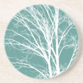 グリーンティール（緑がかった色）ホワイトベアツリーブランチ コースター (正面)