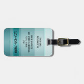 グリーンティール(緑がかった色)メタリックストライプのラゲッジタグ ラゲッジタグ (正面横)