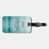 グリーンティール(緑がかった色)メタリックストライプのラゲッジタグ ラゲッジタグ (裏面横)