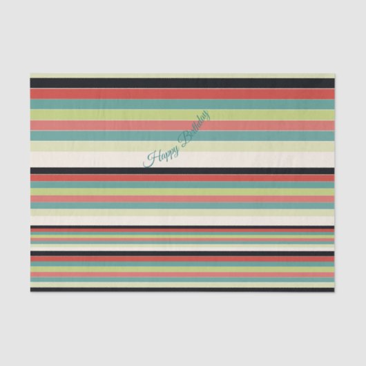 グリーンティール（緑がかった色）モダンストライプ 薄葉紙 (正面)