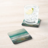 グリーンティール(緑がかった色)モダンビーチ絵画海 コースター (右側)