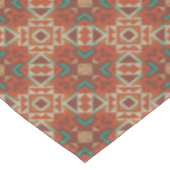 グリーンティール(緑がかった色)ラストオレンジベージュブラウンレッドトライバルアート テーブルクロス (アングル)