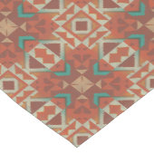 グリーンティール(緑がかった色)ラストオレンジベージュブラウンレッドトライバルアート ミディアムテーブルランナー (コーナー)