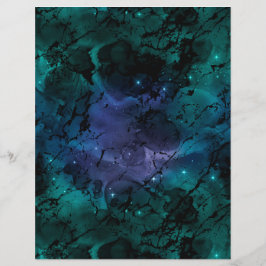 グリーンティール（緑がかった色）大理石銀河系スクラップブック紙シート