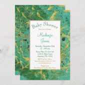 グリーンティール（緑がかった色）金ゴールドニュートラルベビーシャワー招待状 招待状 (正面/裏面)